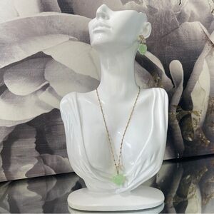 ROCK CANDY SUGAR Heart Pendant Necklace and Earring Set - Green